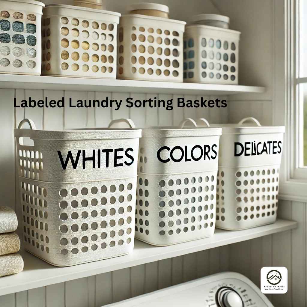 Labeled Laundry Sorting Baskets