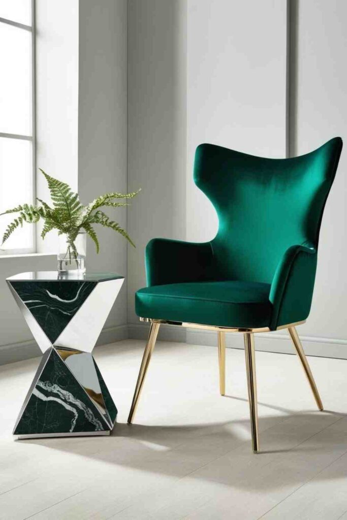 Accent Chair with a Sculptural Side Table