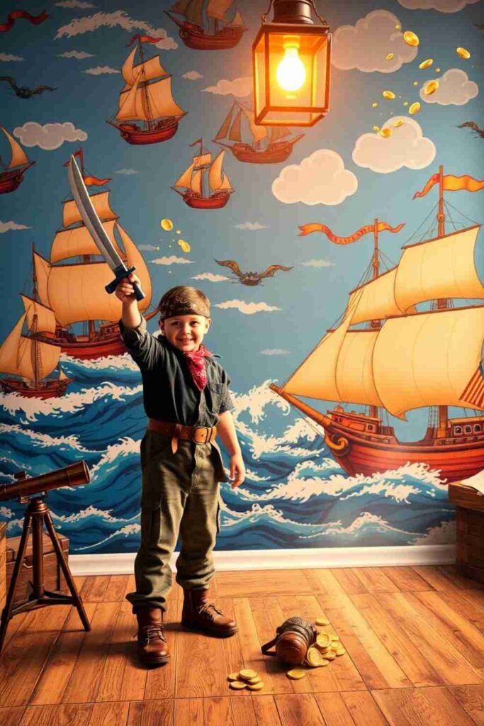 Boys room wallpaper