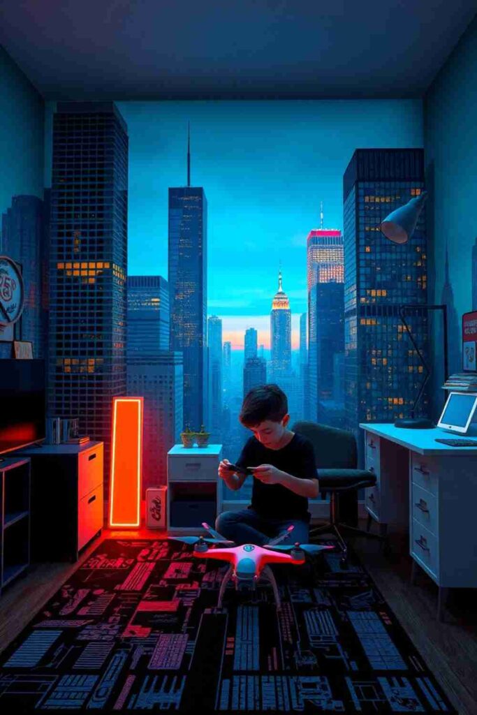 Boys room wallpaper