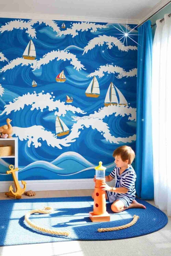 Boys room wallpaper