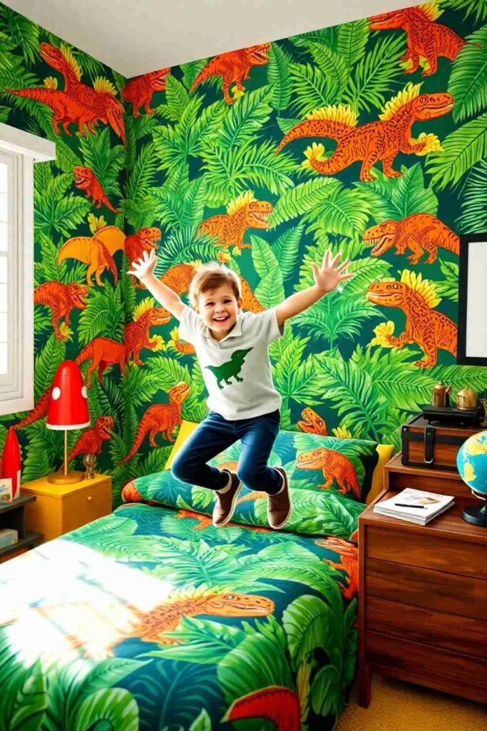 Boys room wallpaper