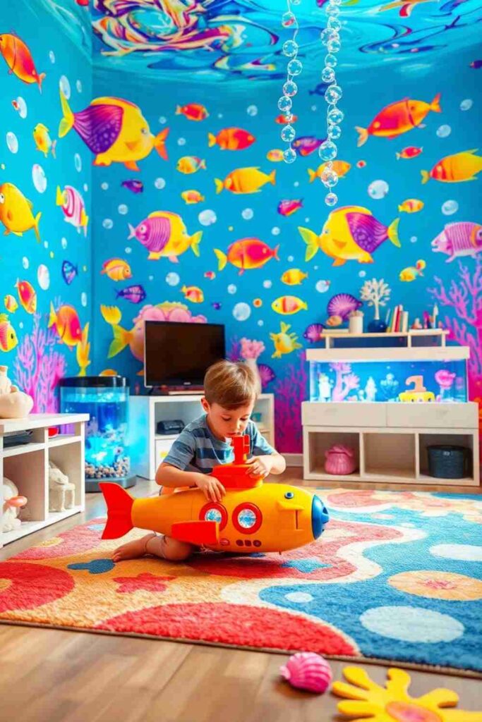 Boys room wallpaper