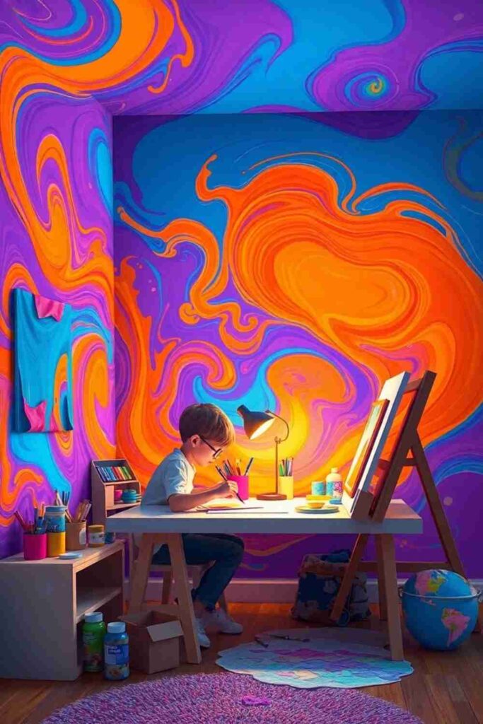 Boys room wallpaper