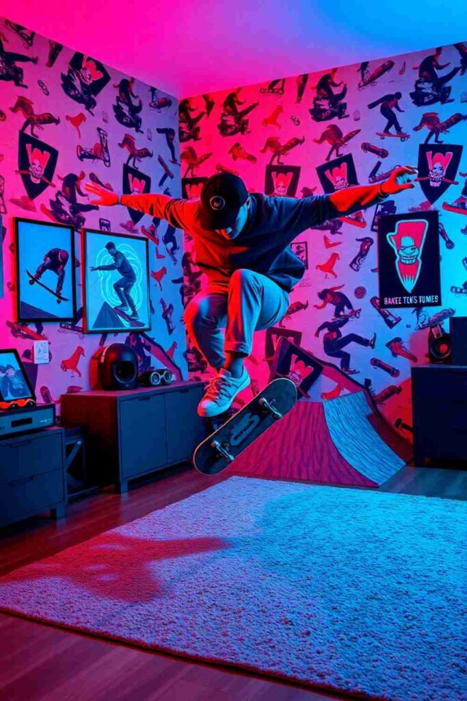 Boys room wallpaper