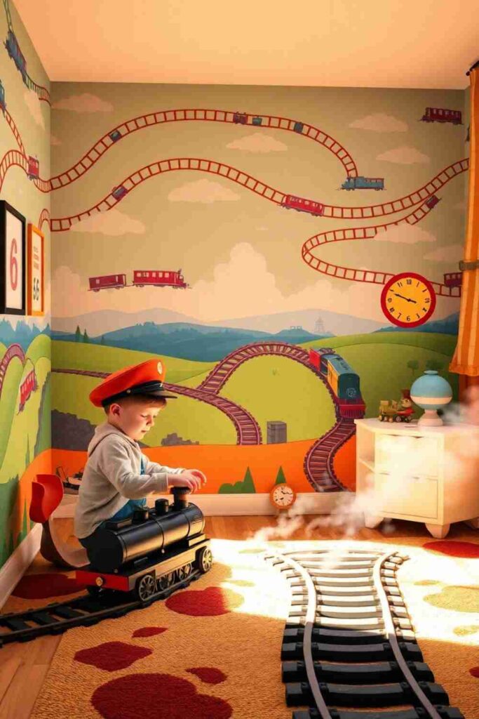 Boys room wallpaper