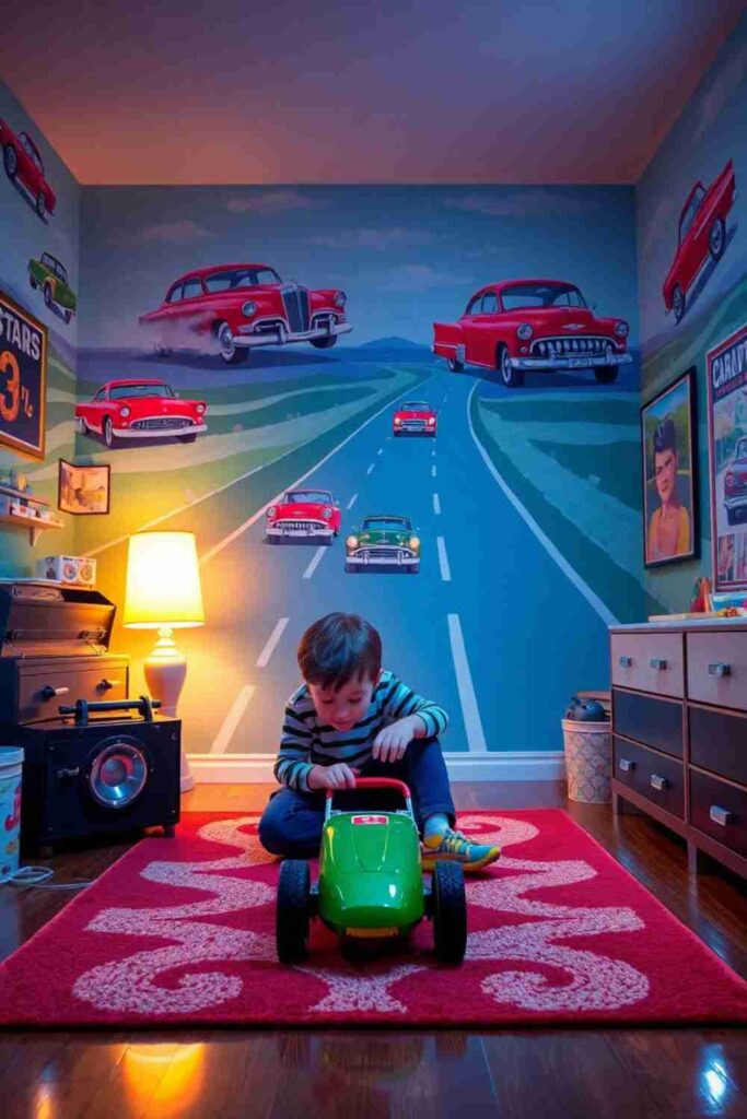 Boys room wallpaper