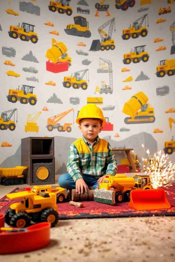 Boys room wallpaper
