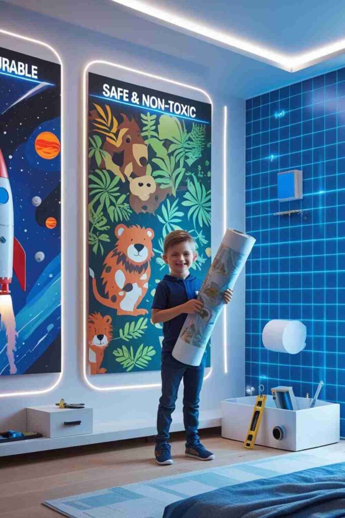 Boys room wallpaper