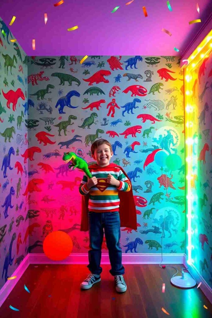 Boys room wallpaper